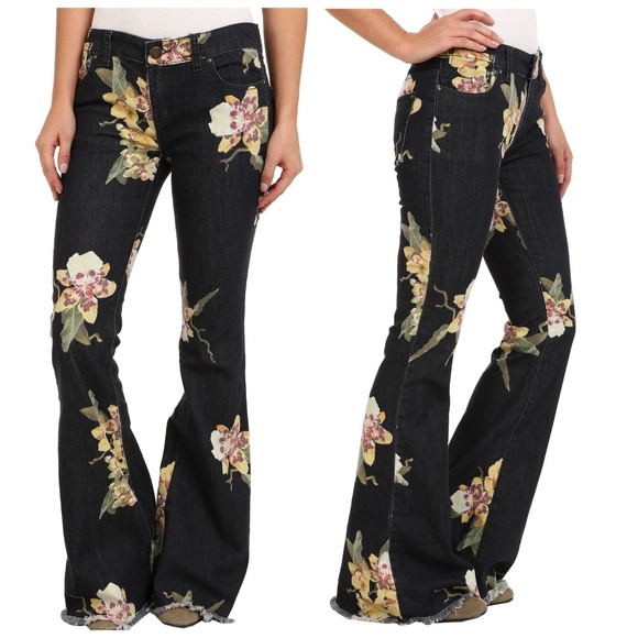 Free People Denim - Free People Bali flare floral Miami nights jeans